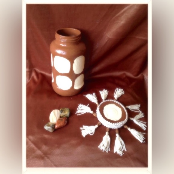 Hand Crafted Gingerbread Pillows &Upcycled Glass Jar &Bottle Set Heavenly Warmth - Picture 6 of 11